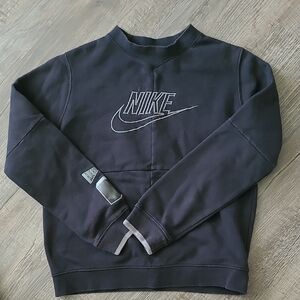 Kids Nike Black Crewneck Sweater with Ribbed Cuffs